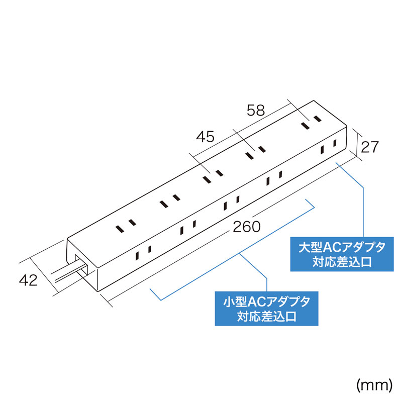 電源タップ　サンワサプライ　サイズ　寸法